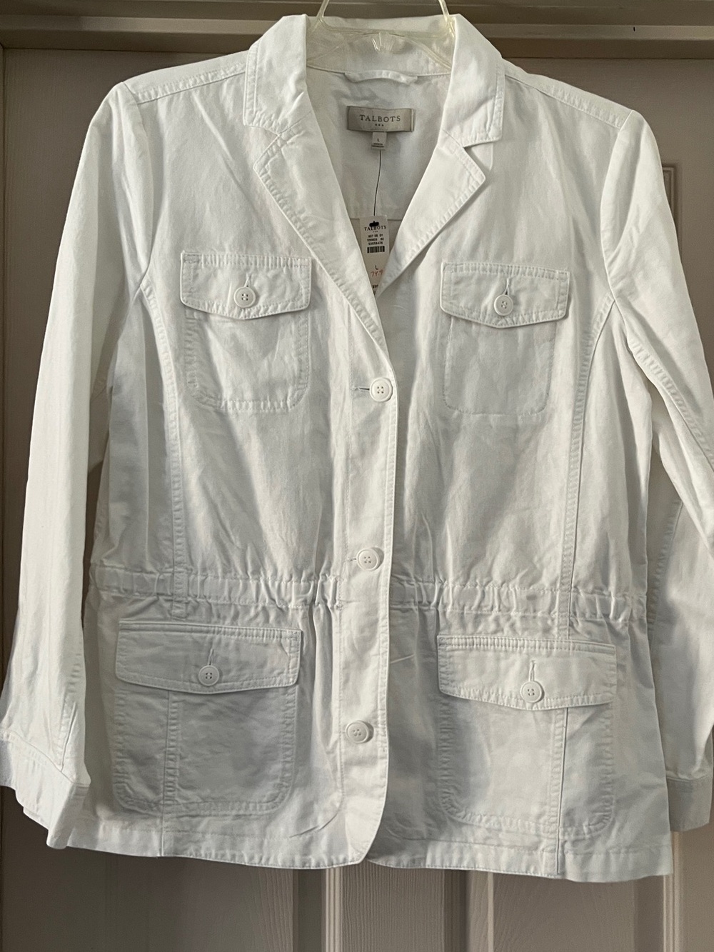 Talbots White Utility Elastic Waist Jacket size L, NWT